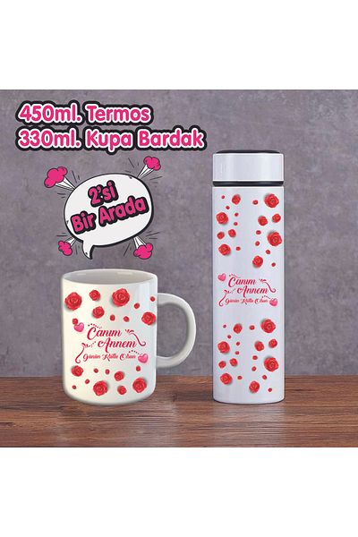 DKDZ SHOP Mother's Day Printed Thermos and Mug Cup (Keeps Cold and Hot for 10 Hours) 450ml-003