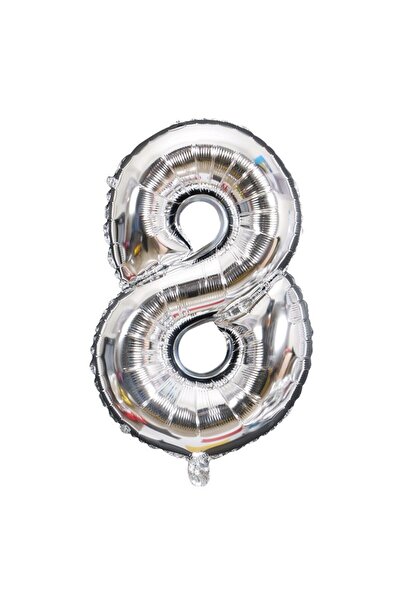 Flippy Foil Balloon, Number 8, 81 cm, For Air or Helium, Bulk, Silver