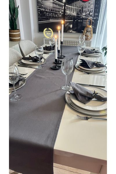 Decamor home Cotton Stain Resistant Smoked Gray Long Runner