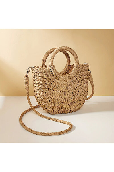 seltuğ Μινιμαλιστική ψάθινη τσάντα ώμου σε μποέμ στυλ