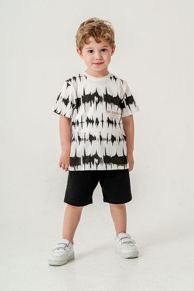 Titimixkids Boy's Fashion Design T-Shirt Shorts Bottom Top Summer Double Set Black