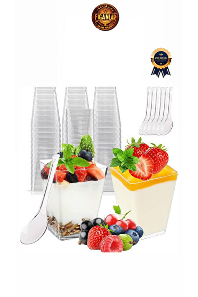 figanlar ambalaj 1. kalite Kübik Prizma Mika Plastik Şeffaf Kapaksız Sunum Kabı 200 Cc 6'lı Tatlı meze salata kasesi