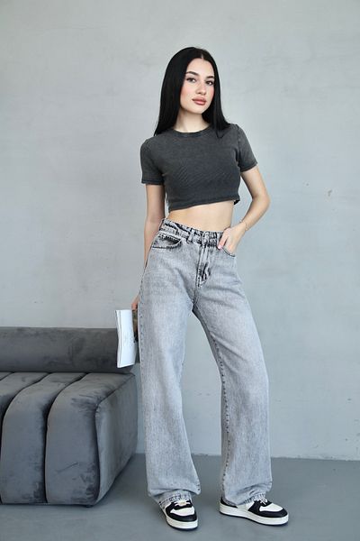 shop Baggy Grey Snow Wash Jean Pants Pallazo