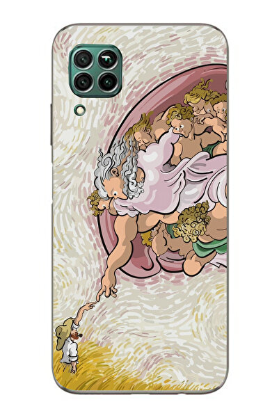 moonset Huawei P40 Lite Uyumlu Van Gogh Tasarımlı Baskılı Şeffaf Telefon Kılıfı