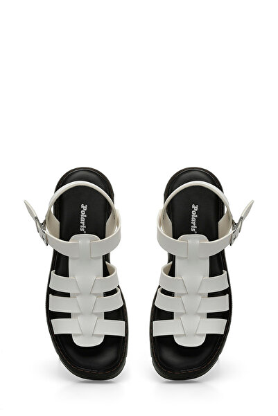 Polaris 323608 .Z 4FX Λευκά γυναικεία πέδιλα με χοντρή σόλα