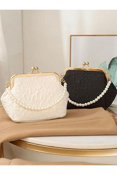 Mialos Heart Elegant Women's Hand Bag, Pearl Design Chain Strap Diagonal Shoulder Bag Wedding Bridal Evening Dress Bag