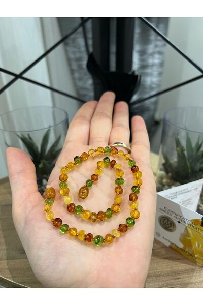 Kehri Buğlem baltık damla kehribar bebek kolyesi