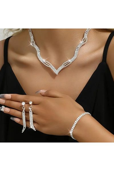 Monarque Silver Color 3 Piece Set Women's Gift Valentine's Gift Birthday Mother's Day Gift