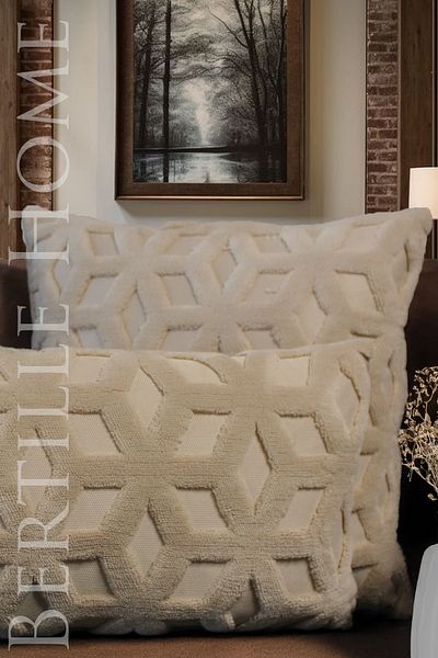 Bertille Home Διακοσμητικό κάλυμμα μαξιλαριού ριχτάρι διπλής όψης Welsoft Jacquard Bohemian Style Punch Pattern