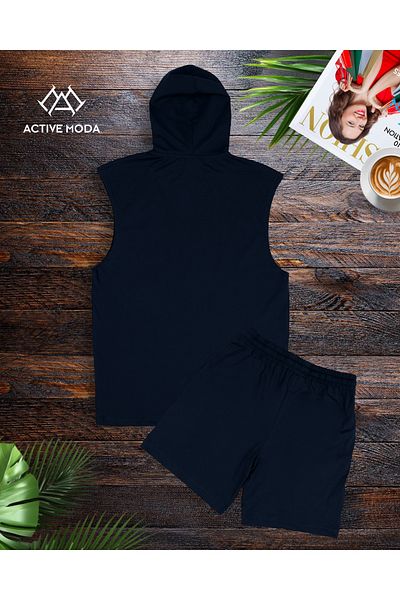 ACTIVE MODA Men's Short Sleeve Kit 2Li Sport Athlete-Shorts Large Size