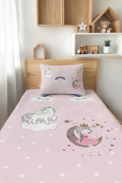 Talia Home Unicorn and Princess Patterned Single Child Pique Set Tlap-281