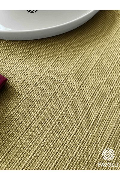 FAVOLLİ Linen Textured Oil Green Tablecloth Carefree