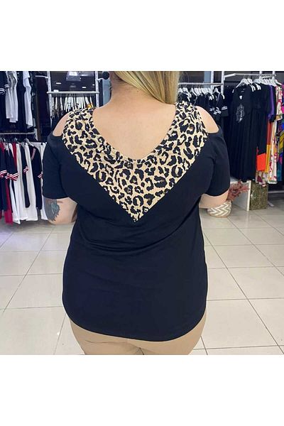 BİrHoşButik   Large Size Imported Viscose Fabric Lycra Life Outdoor V Ya Moxibustion Summer Trend Short Sleeve Sweat