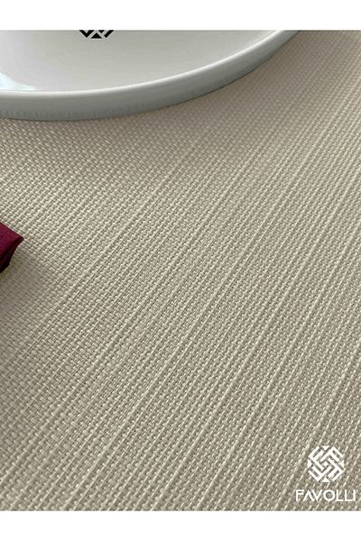 FAVOLLİ Linen Textured Light Cream Table Cloth Carefree