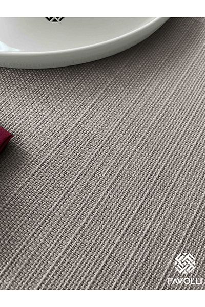 FAVOLLİ Light Gray Linen Textured Tablecloth