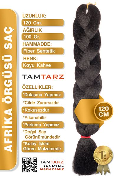 TAM TARZ African Braid - Dark Brown Fiber Synthetic Hair for Rasta and Box Braid