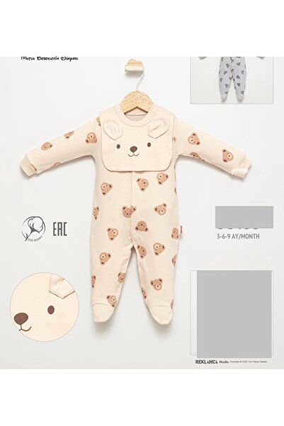 SANTRALBEBE Erkek Bebek Ayıcıklı Önlüklü Tulum