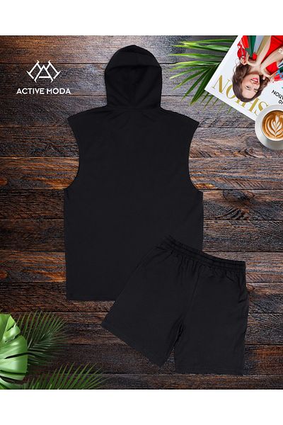 ACTIVE MODA Men's Short Sleeve Printed Sports Tank-Shorts Large Size