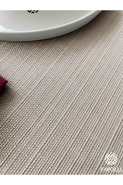 FAVOLLİ Lessonless Linen Textured Stone Color Table Cloth