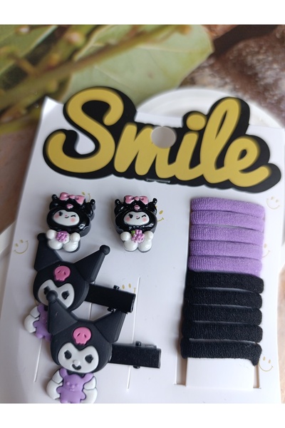 ÇOCUK GENÇ KIZ KUROMİ TOKA SETİ ve KUROMİ AT KUYRUĞU SAÇ ÖRGÜ PERUK LASTİKLİ ÖRGÜ TOKA