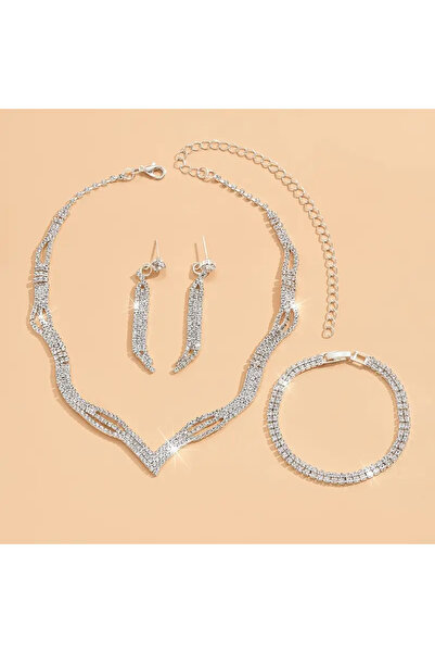 Monarque Silver Color 3 Piece Set Women's Gift Valentine's Gift Birthday Mother's Day Gift