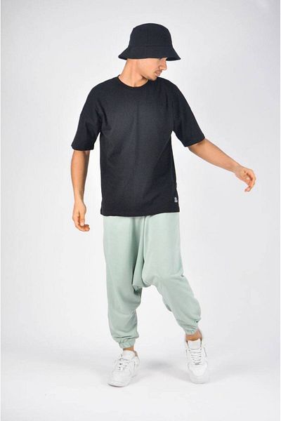 SUPERBLUE Men's Elastic Waist Baggy Loose Mint Baggy Trousers