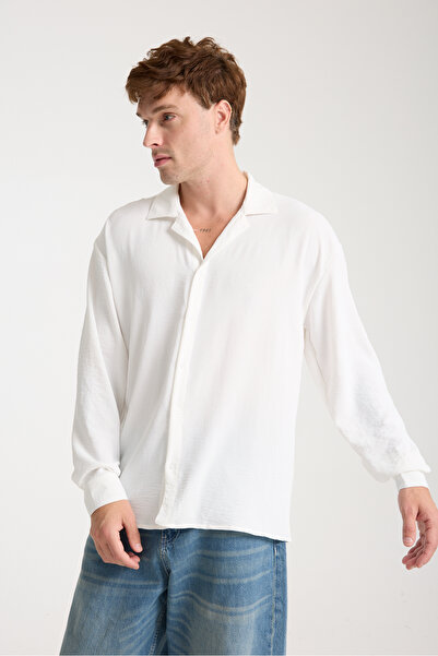 Richarlison Ανδρικό λευκό πουκάμισο αερομπιν με μακριά μανίκια, ανθεκτικό στι...