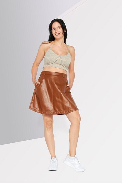 Polo Ralph Lauren Women Solid Mini Skirt, Brown