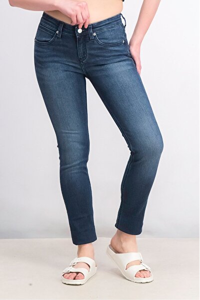 Calvin Klein Jeans بنطلون جينز نسائي ضيق قابل للتمدد، أزرق