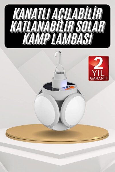 Genel Markalar Kamp Lambası Güneş Enerjili Solar 5 Kanatlı Katlanır Lamba Kar...
