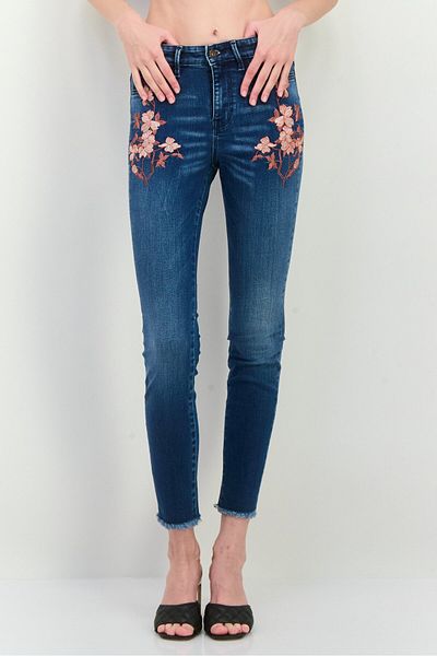 Guess Women Regular Fit Washed Straight Leg Jeans, Blue