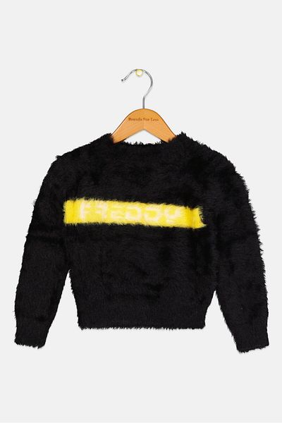 FREDDY Toddlers Girl Crew Neck Textured Sweater, Black