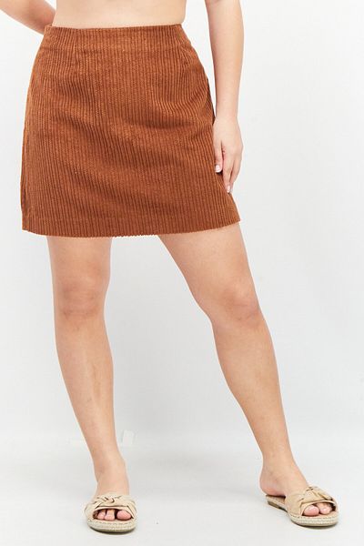 French Connection Women Textured Mini Skirt, Brown