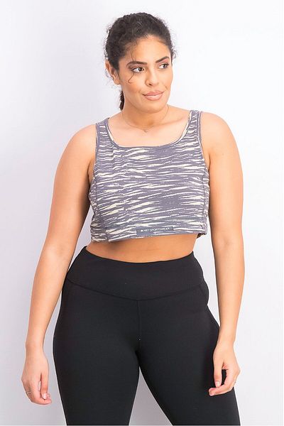 HIIT Women Sportswear Fit Sleeveles Training Top, Beige And Grey