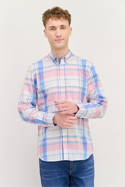 GAP Men Regular Fit Checkered Long Sleeves Casual Shirt, White