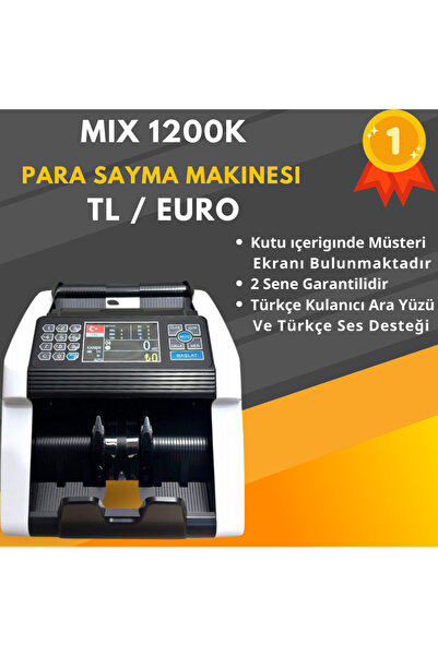 Marka MIX 1200K TL / Euro Kağıt Para Sayma Makinesi