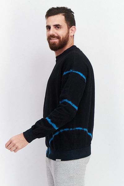 Eleven Paris Men Crew Neck Long Sleeve Tie Dye Print Sweatshirt, Black Combo