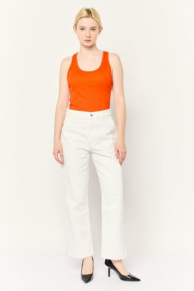 Esprit Women Dad Fit Plain Non-stretchable Jeans, White
