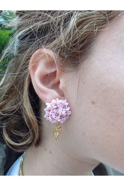 CREATİVESHOP أقراط زهور الربيع، أقراط بتصميم خاص، أقراط زهرة، مع حجر الزركون