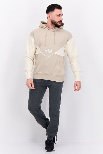 adidas Men Sportswear Fit Embroidered Logo Long Sleeves Outdoor Sweatshirt, Tan