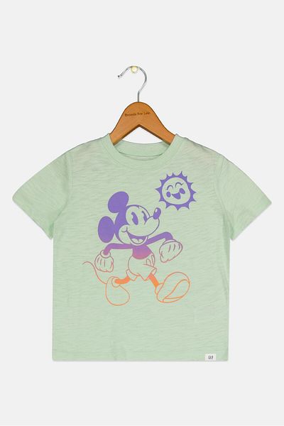 GAP Toddlers Boy Graphic Pointed Short Sleeve T-Shirt, Mint Green