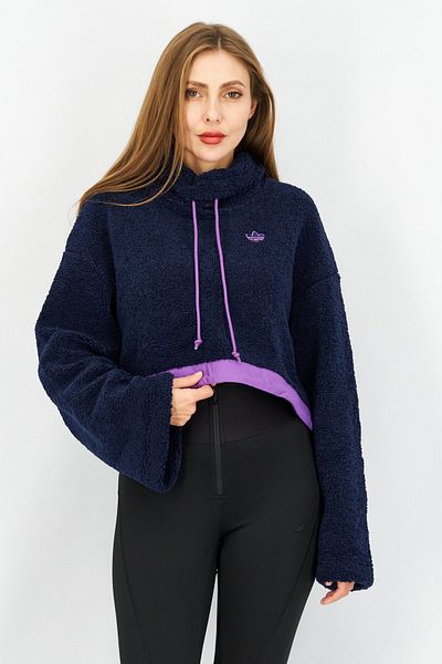 adidas Women Sportswear Fit Long Sleeve Cropped Sweatshirt, Navy Blue