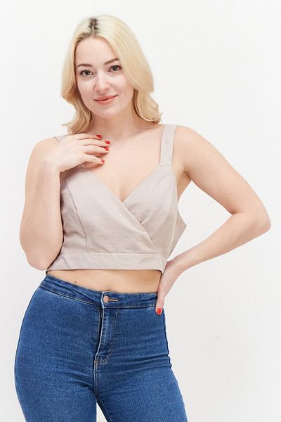 Miss Selfridge Women V-neck Sleeveless Plain Crop Top, Light Pink