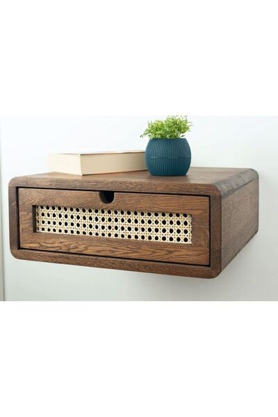 WoodenDecoration01 Ahşap Rattan Detay Duvara Monte Modern Komodin