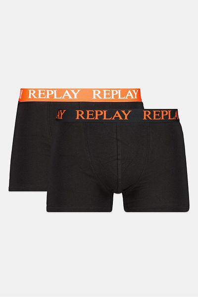Replay Men 2 Pack Brand Logo Trunk, Black