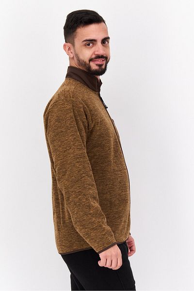 Hurley Men Mock Neck Heather Long Sleeve Sweatshirt, Heather Brown