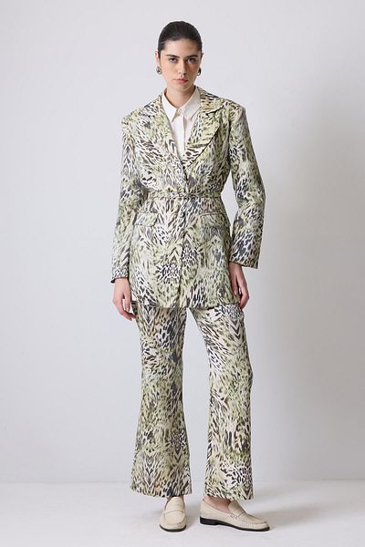 Touché Privé Patterned Belt Detail Jacket Pants Suit