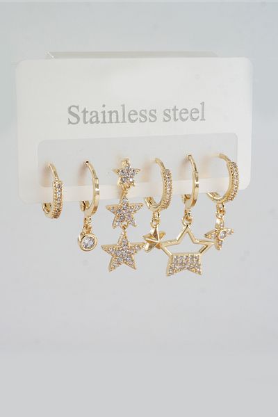 ARTEMİSİA Women's Vip Series Antiallergenic Hanging Figured Earring Set of 6