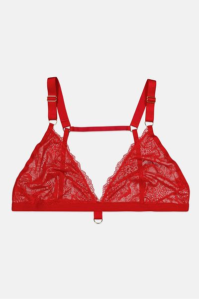 We Are We Wear Women Non Padded Lace Bra, Red