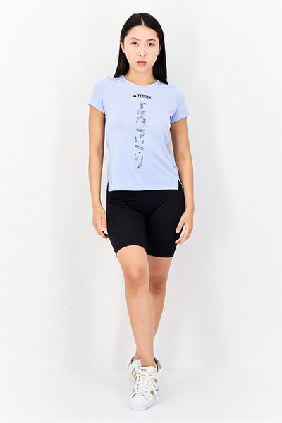 adidas Women Sportswear Fit Short Sleeves Outdoors Top, Light Blue